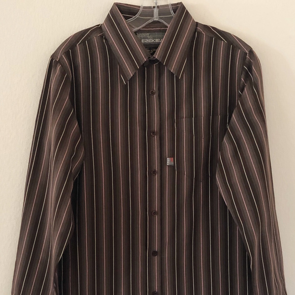 Ezekiel Other - EZEKIEL LS BUTTON UP SHIRT SIZE LARGE BROWN STRIPE